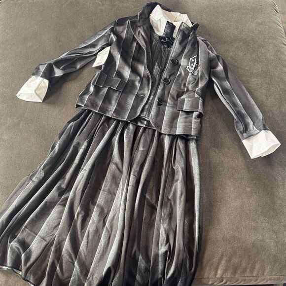 Kids Wednesday Addams Nevermore Academy School Uniform Halloween Costume S 6/6X - Picture 2 of 6